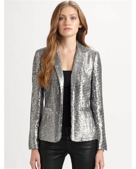 michael kors sequin sleeve blazer|Michael Kors Collection Sequin Double Breasted Blazer Women .